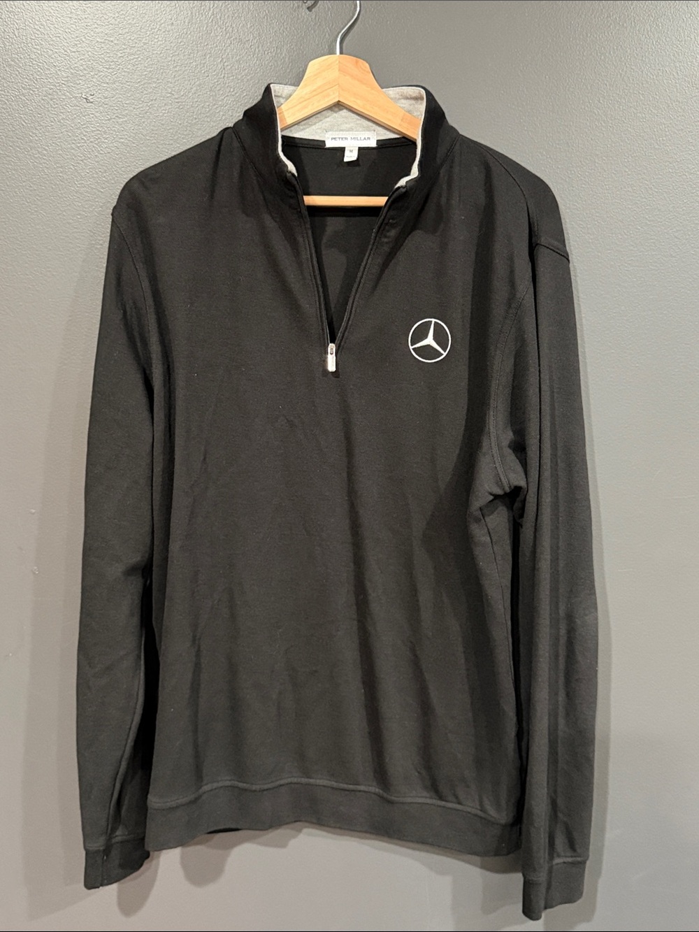 Peter Millar Black Quarter-Zip Sweater with Mercedes Logo